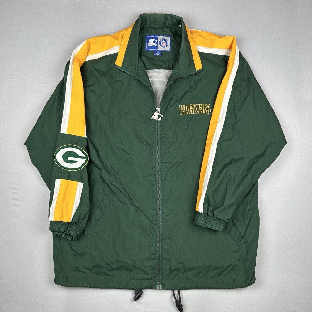 Vintage 90s Starter Green Bay Packers Full Zip Windbreaker Jacket Size M NFL